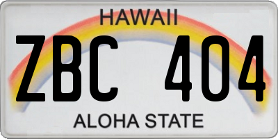 HI license plate ZBC404