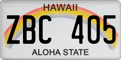 HI license plate ZBC405