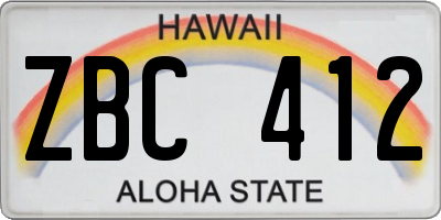 HI license plate ZBC412