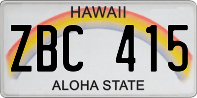 HI license plate ZBC415