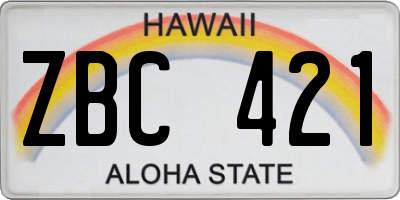HI license plate ZBC421