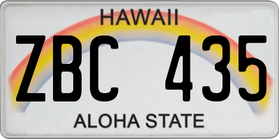 HI license plate ZBC435