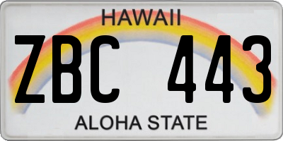 HI license plate ZBC443