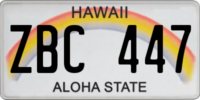 HI license plate ZBC447