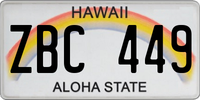 HI license plate ZBC449
