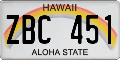 HI license plate ZBC451