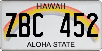 HI license plate ZBC452