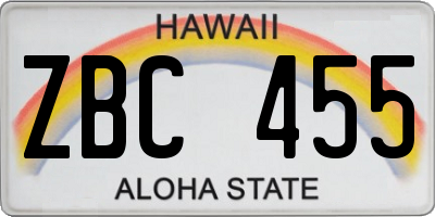 HI license plate ZBC455
