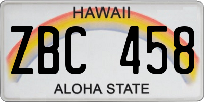 HI license plate ZBC458
