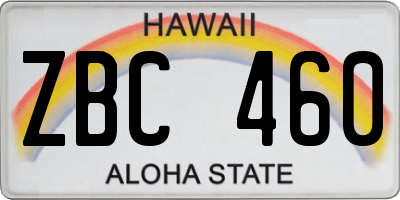 HI license plate ZBC460
