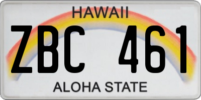 HI license plate ZBC461