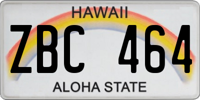 HI license plate ZBC464