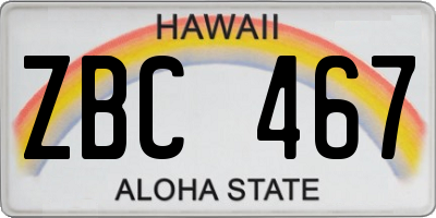 HI license plate ZBC467