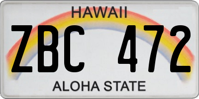 HI license plate ZBC472