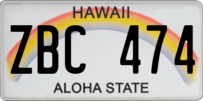 HI license plate ZBC474