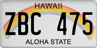 HI license plate ZBC475