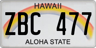 HI license plate ZBC477