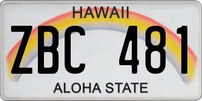 HI license plate ZBC481