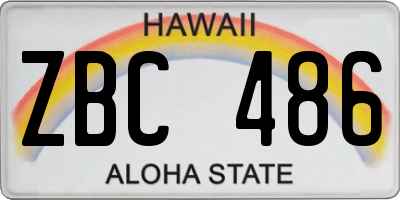 HI license plate ZBC486