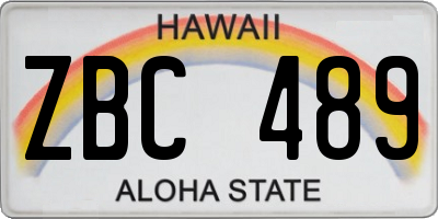 HI license plate ZBC489