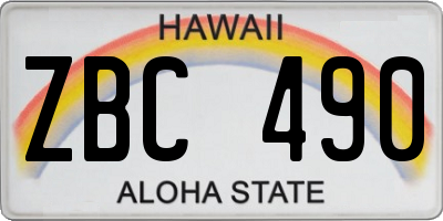 HI license plate ZBC490