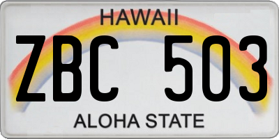 HI license plate ZBC503