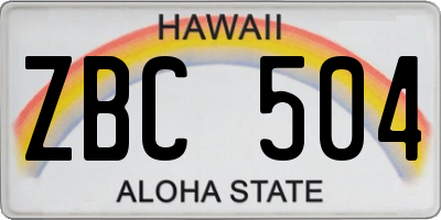 HI license plate ZBC504