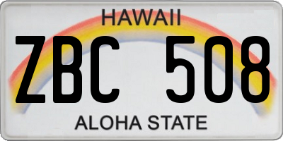 HI license plate ZBC508