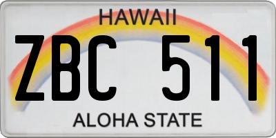 HI license plate ZBC511
