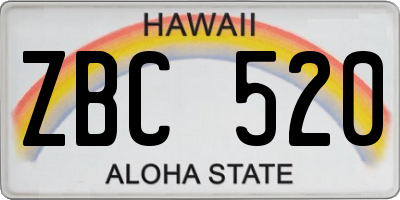 HI license plate ZBC520