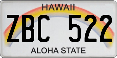 HI license plate ZBC522