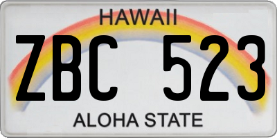 HI license plate ZBC523