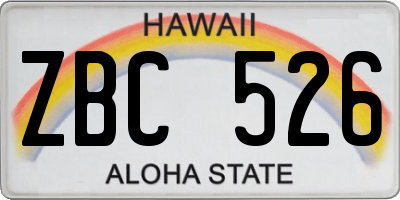 HI license plate ZBC526