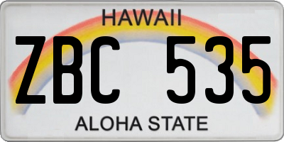HI license plate ZBC535