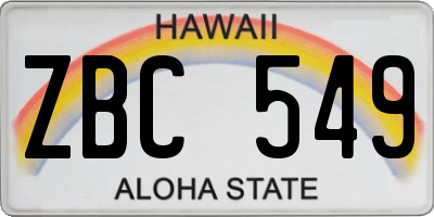 HI license plate ZBC549