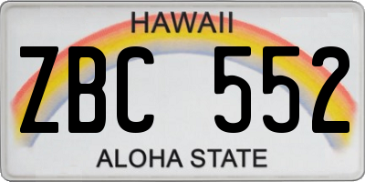 HI license plate ZBC552