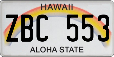 HI license plate ZBC553