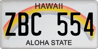 HI license plate ZBC554