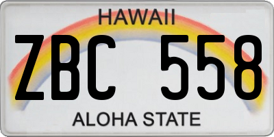 HI license plate ZBC558