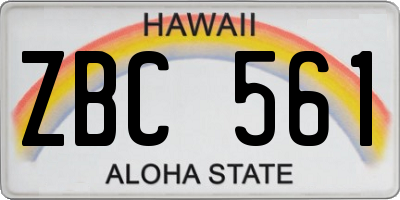 HI license plate ZBC561