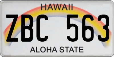 HI license plate ZBC563