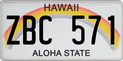 HI license plate ZBC571