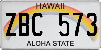 HI license plate ZBC573