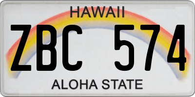 HI license plate ZBC574
