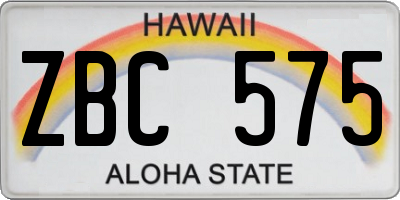 HI license plate ZBC575