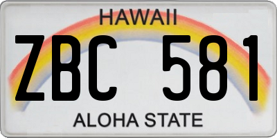 HI license plate ZBC581