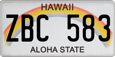 HI license plate ZBC583