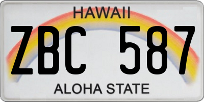 HI license plate ZBC587