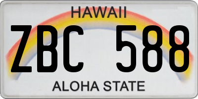 HI license plate ZBC588