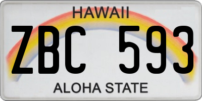 HI license plate ZBC593